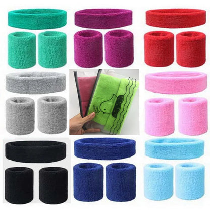 2Pcs Sport Wristbands + 1Pcs Headband Towel